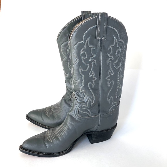 Tony Lama Shoes - Tony Lama Grey Leather Cowboy Boots